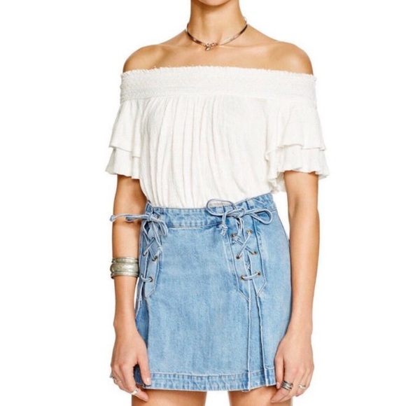 Free People Santorini off the shoulder cropped top - Picture 1 of 6